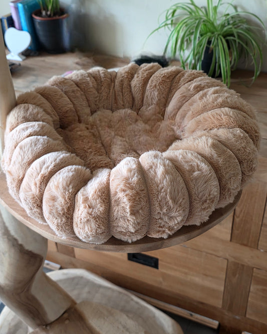 Camel kleur Rond Zacht Mandje - Diameter 40cm