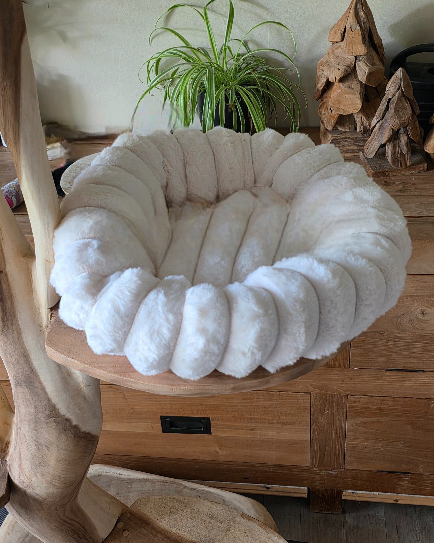 Crème wit Rond Zacht Mandje - Diameter 40cm